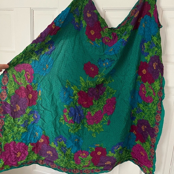 VTG Liz Claiborne Floral Silk Scarf - Picture 7 of 10